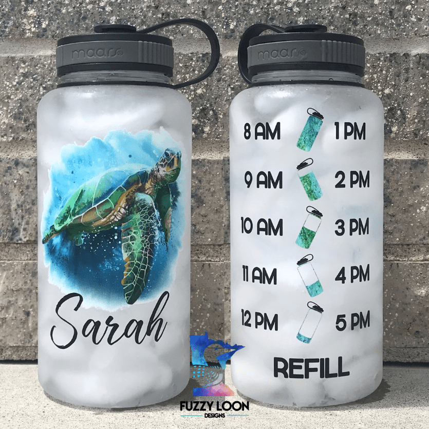 Personalized Sea Turtle Water Bottle | 34oz