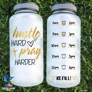 Hustle Hard Pray Harder Water Bottle | 34oz
