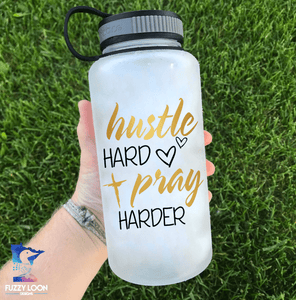 Hustle Hard Pray Harder Water Bottle | 34oz