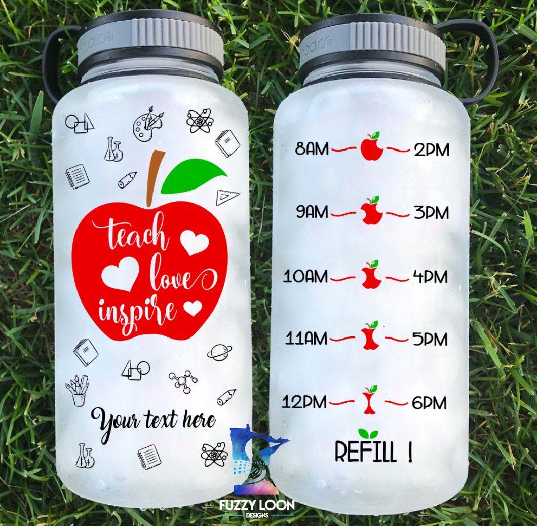 Personalized Teacher Apple 34oz Water Bottle