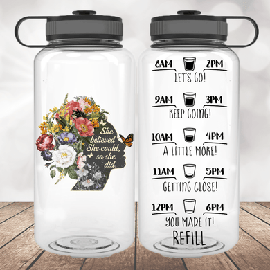 She Believed She Could So She Did Silhouette Water Bottle | 34oz