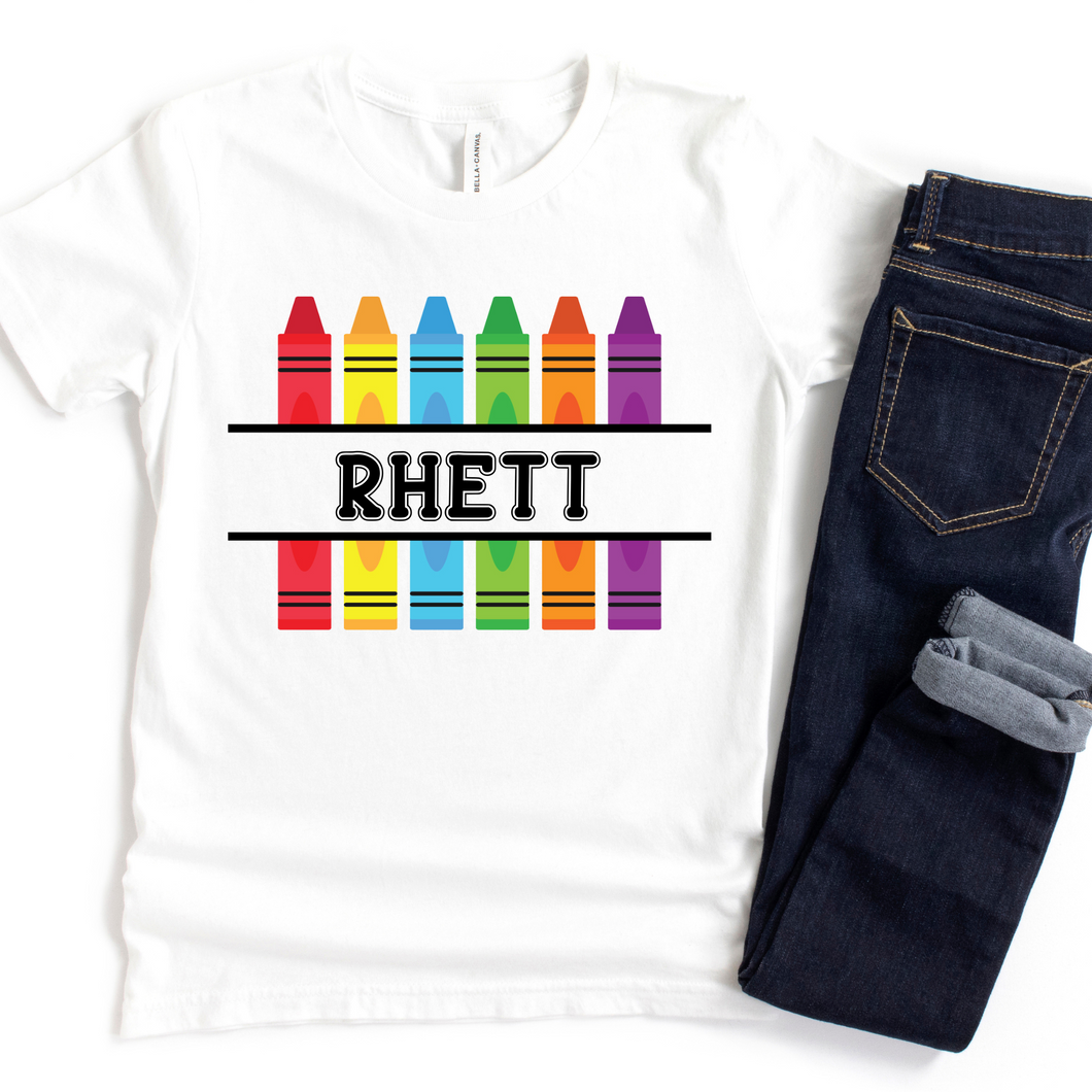 Personalized Split Crayons Kids T-Shirt