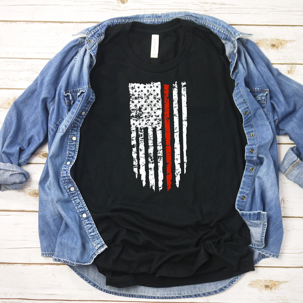 Distressed Red Line Flag T-Shirt