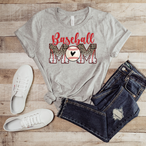 Baseball Mom Leopard Print T-Shirt