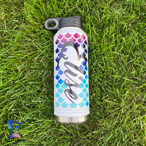 Personalized Mermaid Scales | Insulated Bottle with Straw and Spout