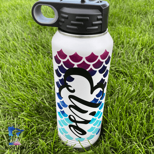 Personalized Mermaid Scales | Insulated Bottle with Straw and Spout
