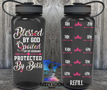 Blessed By God Spoiled By My Husband Water Bottle | 34oz