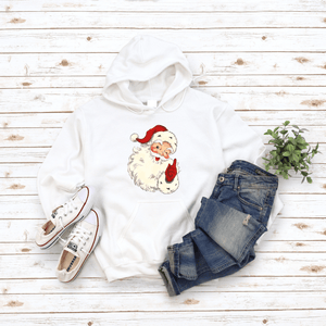 Vintage Classic Winking Santa Christmas Hoodie Sweatshirt
