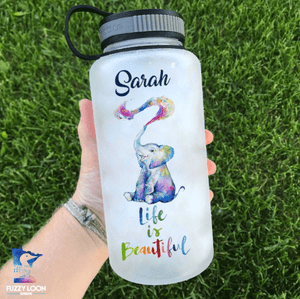 Life is Beautiful Elephant Water Bottle | 34oz