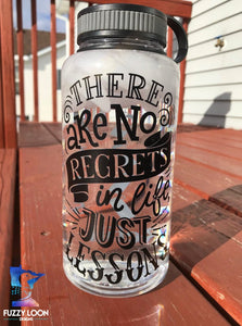 No Regrets Motivational Water Bottle | 34 oz