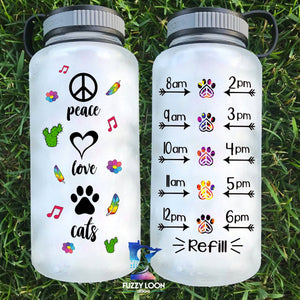 Peace Love Cats Water Bottle | 34oz