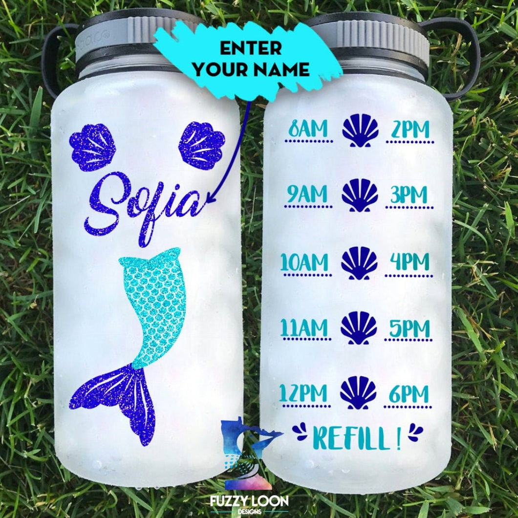 Personalized Mermaid Water Bottle | 34oz