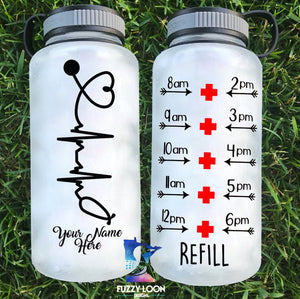 Personalized Nurse Water Bottle | 34 oz