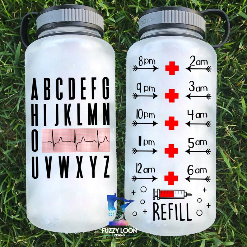 Nurse/Doctor Alphabet Design Water Bottle | 34oz