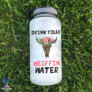 Drink Your Heiffin Water Leopard Print Water Bottle | 34oz