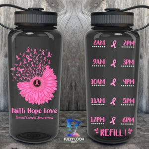 Faith Hope Love Breast Cancer Water Bottle | 34oz