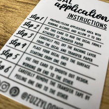 Decal Application Cards